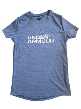 Under Armour Kids Short Sleeve Logo Tee - Blue with White Logo